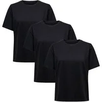 ONLY T-Shirt Damen Rundhals Shirt (3} -tlg. {3er Pack) {reguläre Passform}