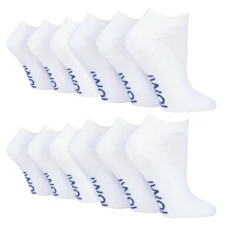 12 Paar Multipack Diabetiker-Trainersocken für geschwollene Füße & Knöchel | IOMI | Baumwolle gepolstert extra breite Low Cut Socken für Männer & Frauen - Weiß