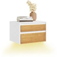 SoBuy Nachttisch FBT174, Nachtschrank Nachttisch hängend, Wandregal Bettablage, Wandschrank mit Bewegungssensor Licht, mit Schublade, Schlafzimmer