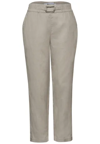 Street One - Slim Leg Hose aus Leinen mit Schnalle timeless beige - Gr. - 28
