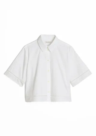Marc OPolo Casual - Kurzarmbluse im Boxy-Fit weiß - Gr. - 34