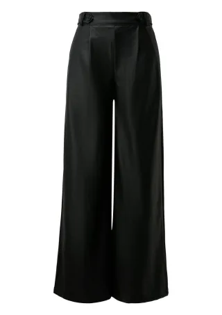Q/S designed by - Wide-Leg-Hose in Leder-Optik schwarz - Gr. - 30
