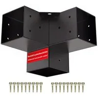 SO-TECH® Pfostenbeschlag Holzverbinder Bodenanker vierkant - starker Korrosionsschutz (1 St), Stahl schwarz, Eckverbinder 100 x 100 mm