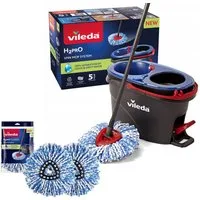 Vileda Wischmopp-Set H2prO Wischmopp mit Eimer 3 Einsätze, Zentrifugationssystem, klappbare Stange, einfache Reinigung von Ecken