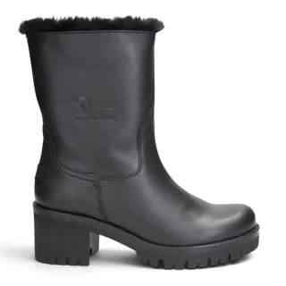Panama Jack Wasserdichte warme Stiefel mit Absatz aus schwarzem Leder für Damen - Piola B48