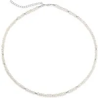 Materia Collier Damen Perlenkette Creme Silber längenverstellbar CO-53, 925 Sterling Silber