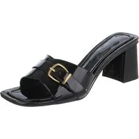 Ital-Design Damen Sandalette mit Blockabsatz und Schnalle Pantolette (92002604) Blockabsatz Pantoletten in Schwarz