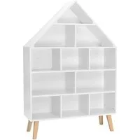 Woltu Bücherregal, 1-tlg., Standregal Hausform Kinderregal mit 5 Ebenen, Weiß