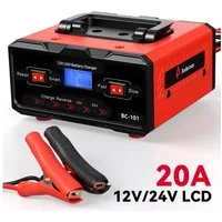 Insma 20A Auto Starthilfe Autobatterie-Ladegerät (Startergerät 12V/24V für PKW LKW Motorrad Batterie Wartung)