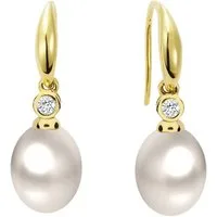 LÖB Perlenohrringe 925 Silber Zuchtperle Zirkonia Perlenohrringe Anhänger Gold vergoldet (Geschenke für Frauen Damen Beste Freundin Mutter Mama Ehefrau Oma sie zum Geburtstag Schmuck Sommer), Ohrringe Ohrhänger Hängend Perlen Tropfen Tropfenohrringe 