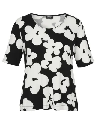 VIA APPIA DUE - T-Shirt mit floralem Allover-Print schwarz - Gr. - 46