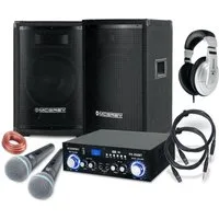 McGrey DJ Karaoke Komplettset PA Anlage Party-Lautsprecher (Bluetooth, 400 W, Partyboxen 25cm (10 zoll) 2-Wege System - inkl. Endstufe & Mikrofone)