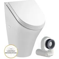 HGMBAD Urinal Urinal mit Deckel und Beschichtung Zulauf hinten, Keramik, Wasserspülung, Abgang nach hinten, (Spar-Set, Komplettset), SoftClose-Funktion