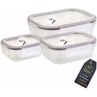 Engelland Frischhaltedose 3er Set Aufbewahrungsdosen mit Deckel, Vorratsdose, Frischhaltedose, Kunststoff/Silikon, (Vorteils-Set, 3-tlg., 0,2 L / 0,5 L / 1,0 L), luftdicht, auslaufsicher, stapelbar, BPA-frei, verschiedene Größen