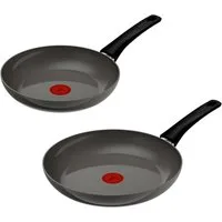 Tefal Pfannen-Set Renewal, Aluminium (Set, 2-tlg), Keramikbeschichtung, 100% recycelter Aluminiumkörper, Thermo-Signal