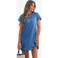 Imily Bela Minikleid Damen Sommerliches T-Shirt Kleid mit Taschen (Packung, 1-tlg., 1per-Pack) einfarbig