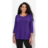 Ulla Popken T-Shirt Shirt Glitzer-Buchstaben Classic Rundhals 3/4-Arm