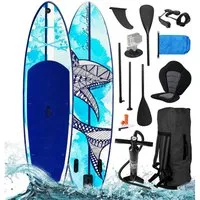 BRAST SUP-Board Shark, Aufblasbares Stand up Paddle Set, 320x81x15cm, 8 Designs, 5 Jahre Garantie, inkl. Sonderzubehör