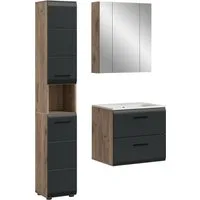 welltime Badezimmer-Set, (Set, 4-St., Hochschrank, Waschtisch inkl. Waschbecken, Spiegelschrank), Bad-Kombination, Bad-Möbel, Badezimmer, Kombination, Kombi