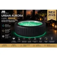 mSpa Whirlpool Whirlpool AURORA U-AU062 NEU 2026- Ø 204 cm - ganzjährig Outdoor Pool, selbstaufblasend, (inklusive LED Beleuchtung), Selbstaufblasend, UVC+,204 cm, 138 Luftdüsen, Schnellheizsystem