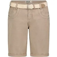 SUBLEVEL Bermudas Chinoshorts mit Stoffgürtel und Knopfleiste, Regular Fit Twill Shorts