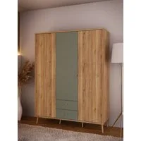 FORTE Kleiderschrank (B/H/T ca. 94,5x185,6x52,2 cm) Salbei, Drehtürenschrank, Stauraum