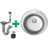 Faizee Möbel Edelstahlspüle Edelstahlspüle 51 cm+Armatur Küchenspüle rund Einbauspüle Zubehör, Rund ohne Armatur