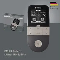 BEURER TENS-EMS-Gerät Digital EM 1 R Relief+, 3-in-1 Reizstromgerät, zur Schmerztherapie, Muskelstimulation und Entspannung