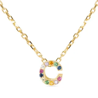 Luxenter Alphabet-Halskette aus 925er Sterlingsilber und mehrfarbigen Zirkonia mit einer Vergoldung aus 18-karätigem Gelbgold