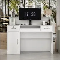 HOMSEE Empfangstheke mit 3 Schubladen & Ablageflächen, Rezeptionstheke, 120x50x100 cm (1-St), Empfangstresen, Bürotheke für Hotels, Obstgeschäfte & Firmen
