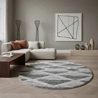 KADIMA DESIGN Teppich EISACK Hoch-Tief 3D-Effekt Wohnzimmer Schlafzimmer Waschbar, Rund, Höhe: 22 mm, 80x80 cm, Wohnzimmerteppich Strapazierfähig Waschbar