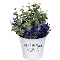 Levandeo® Kräutertopf, Eimer H21cm Metall Garten Pflanztopf Blumenkübel Vintage Shabby Chic