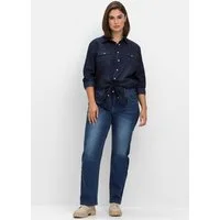Sheego Klassische Bluse Jeansbluse Langarm