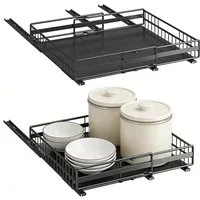 JEOBEST Küchenorganizer-Set Ausziehbare Schublade Küche, Küchenschrank Organizer, (2 Stück Teleskopschublade, L 31-49&32-51)