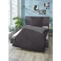 Biberna Wendebettwäsche Alma in Gr. 135x200, 155x220 oder 200x200 cm, Linon, 2 teilig, Bettwäsche aus Baumwolle, Reißverschluss, Bettwäsche mit Wendeoptik
