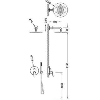 Tres Bausatz 2 Wege Unterputz Einhebelmischer Rapid box für die Dusche , 28138004 28138004
