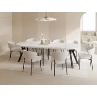 WFL GROUP Esstisch Twixy ausziehbar rund industrial mit schwarzen Holzbeinen (MADE IN EU, erhältlich in 2 Größen – Durchmesser 100 cm, ausziehbar auf 250/300 cm), XXL groß extra lang Ausziehtisch für 5-16 oder 5-14 Personen