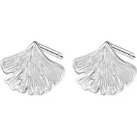 Hey Happiness Paar Ohrstecker Ginkgo, Silber 925 Damen Ohrringe, Silber Ohrstecker Ginkgo Blatt, Geschenk Idee
