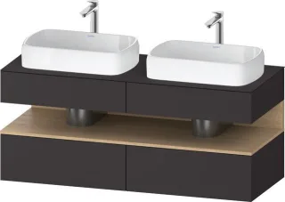 Duravit Qatego Konsolenwaschtischunterbau wandhängend Graphit Supermatt 1400x550x600 mm - QA47670308 QA4767030800010