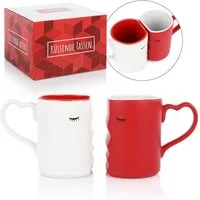 FunX Becher Küssende Tassen Kaffeebecher Geschenk Set, 2er Set