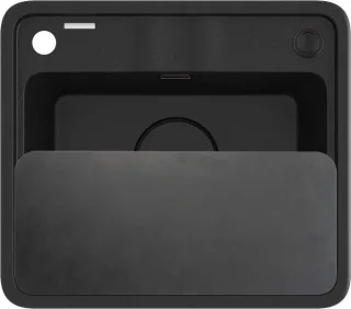 Neuesbad 1-Becken Granitspüle 440X500X229, Graphit Metallic, mit SPACE SAVER Schwarz NB1DEZKMG1031