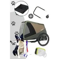 Croozer Fahrradhundeanhänger Dog Mikke Happy Walk Bundle inkl. Regenverdeck, Packfach und Buggy-Set