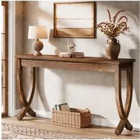 Tribesigns Konsolentisch 160cm Massivholz-Konsolentisch, Langer Eingangstisch, Schmal Sofatisch