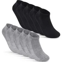sockenkauf24 Sneakersocken 10 Paar Damen & Herren "Premium Sneaker Socken" Atmungsaktiv (5xSchwarz 5xGrau, 47-50) mit Mesh-Streifen ohne drückende Naht Baumwolle - 16510 WP