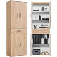 mokebo Mehrzweckschrank Der Praktische (60x180 cm, mit Schublade) Büroschrank, Flurschrank, Aktenschrank oder Apothekerschrank aus Holz