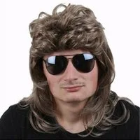 TE-Trend Kostüm-Perücke 2 Stück Vokuhila 80er Perücke Kostüm Verkleidung Dunkelblond