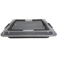 HAC24 Backblech Backform Anthrazit Kuchenblech, Carbonstahl, mit Deckel und Tragegriffen 42,5 x 29,5 x 7,5 cm