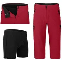 Fahrradhose PORVOO Capri (mit gepolsterter Innenhose) Herren 3/4 Radhose, robust, elastisch, Normalgrößen, rot