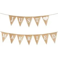 LuxusKollektion Wimpelkette Just Married Girlande Deko Jute Hochzeit Banner BoHo Frauen
