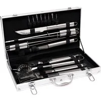 Brillibrum Grillbesteck-Set BBQ Grill Set Grillkoffer Küchenhelfer Edelstahl 18-teilig mit Koffer